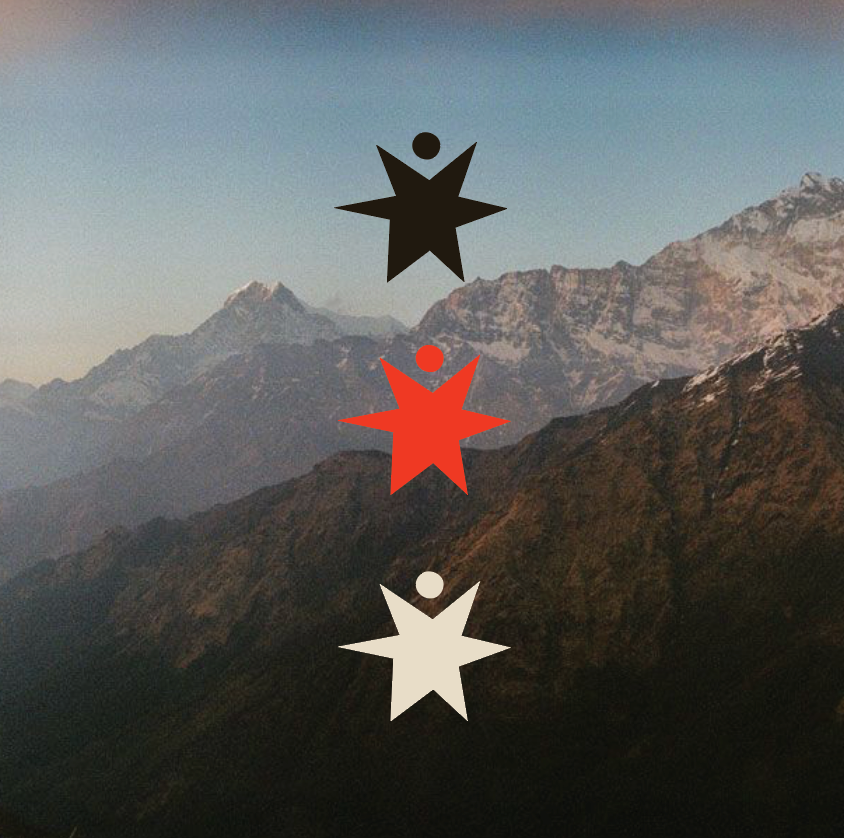 Mountain landscape with the Saturation star mark
