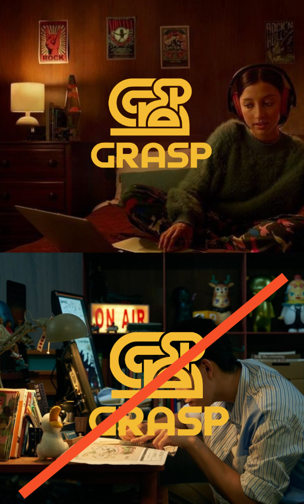 Grasp logo over images